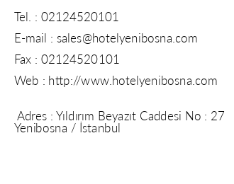 Hotel Yenibosna iletiim bilgileri